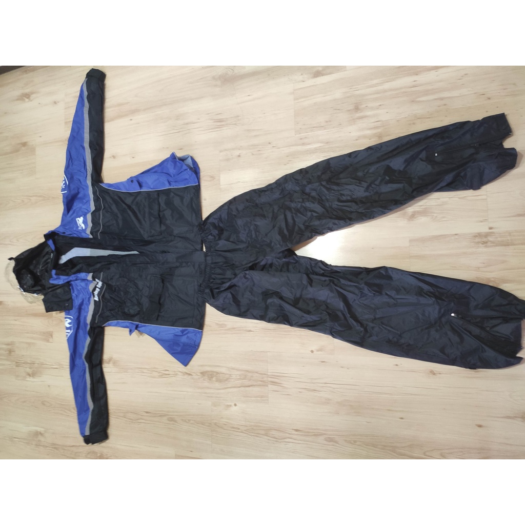 二手 天德牌 R5多功能兩件式護足型風雨衣 (上衣輕薄 側開背包版)- 藍【XL】165~170cm