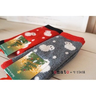 ˙ＴＯＭＡＴＯ生活雜鋪˙日本進口雜貨日本製耶誕氛圍雪人圖樣毛料保暖襪