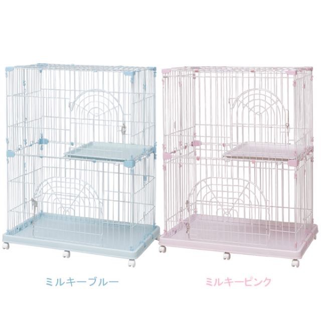 日本IRIS-室內日系雙層貓籠  棕色(新款) / 粉藍 / 粉紅【PEC-902】