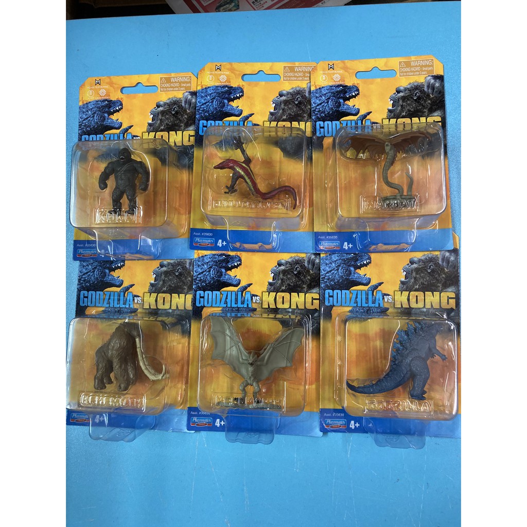 全新現貨 PLAYMATES 哥吉拉大戰金剛 金剛 哥吉拉 骷髏爬獸 飛蛇獸 長牙象 翼龍 六款 迷你公仔吊卡 約4公分
