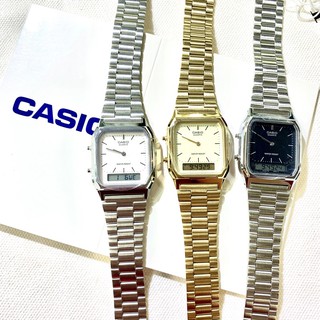WK.手錶 ✨CASIO 卡西歐 復古 銀黑金x雙顯示不鏽鋼方型錶 公司貨 保固一年 生活防水 日本機芯