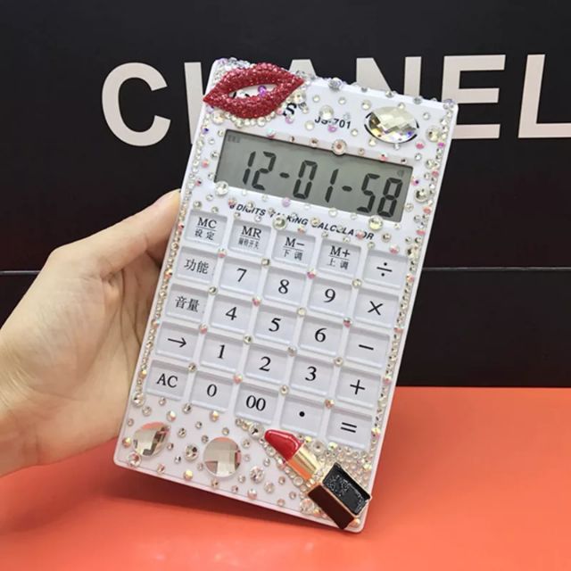 21村 計算機可愛語音水晶大按鍵迷你便攜韓國時尚商務鑲鑽計算機潮 006