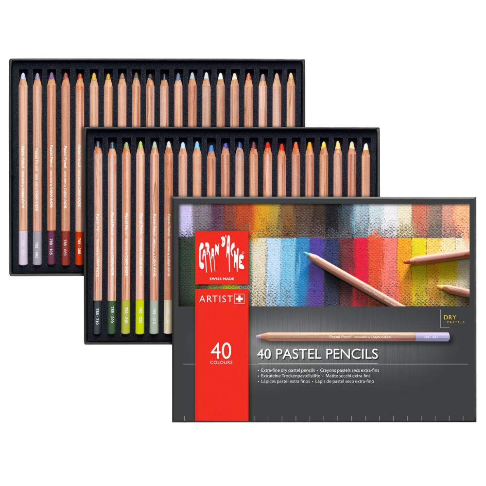 瑞士CARAN D'ACHE卡達 Pastel Pencils 專家級粉彩鉛筆 紙盒精裝-40色