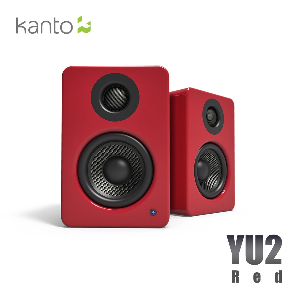 【Kanto 台灣】YU2 立體聲書架喇叭/電腦喇叭(紅色)  3.5mm/USB/內附變壓器