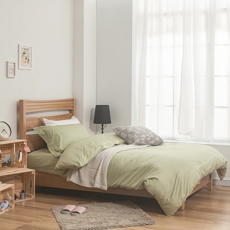 戀家小舖 台灣製床包 單人床包 床單 果綠 100%精梳棉 床包枕套組 簡單生活 經典 素色
