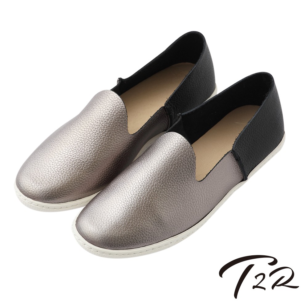 【T2R】特價出清-真皮手工質感輕便懶人鞋-灰-5220-1802