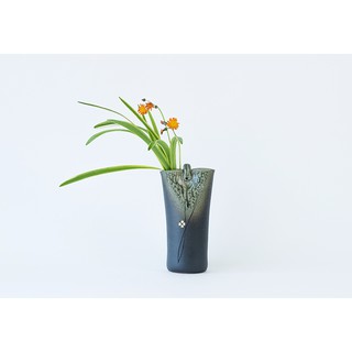 手感＿日本信樂燒＿青ビードロ小花花器