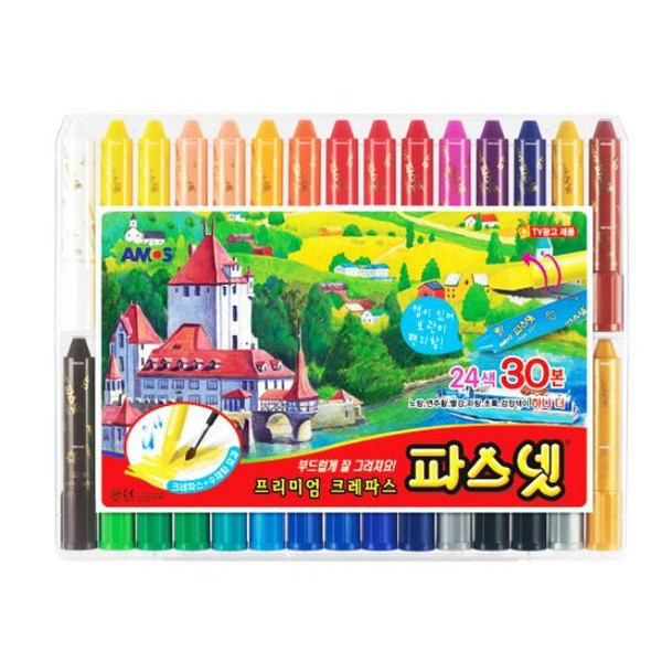 [B&amp;R快件]韓國原裝進口AMOS水蠟筆36色/24色 粗款 旋轉蠟筆