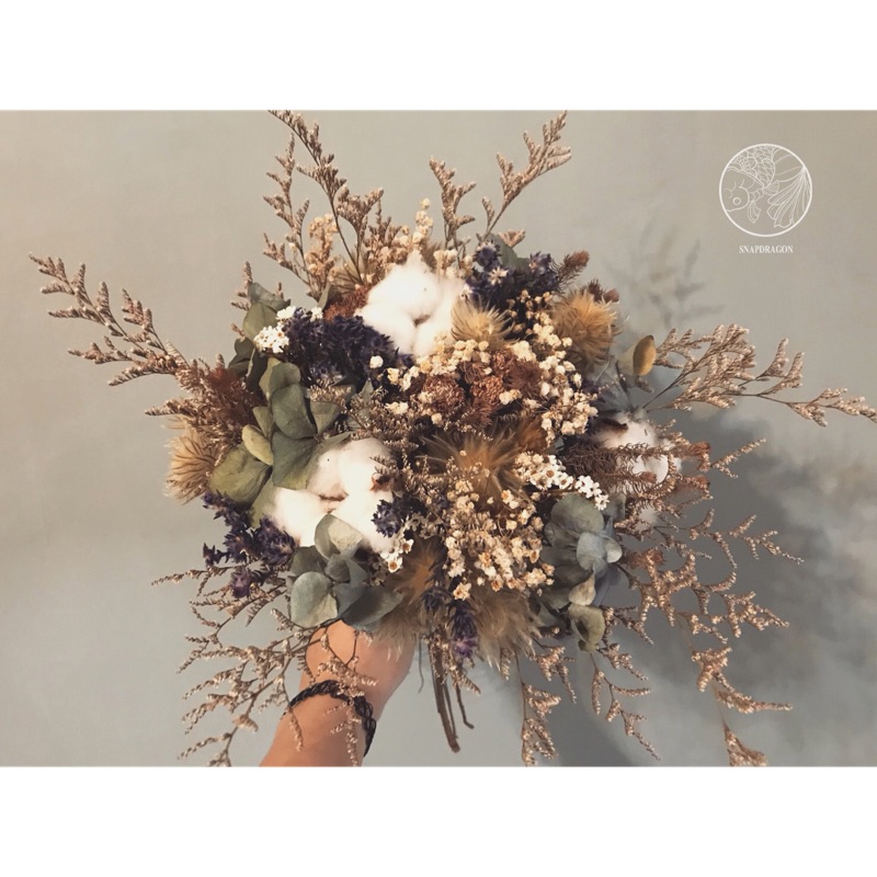 秋實乾燥捧花棉花捧花乾燥捧花花藝設計結婚捧花拍攝捧花乾燥花紀念日禮物告白花束金魚草製花工作室
