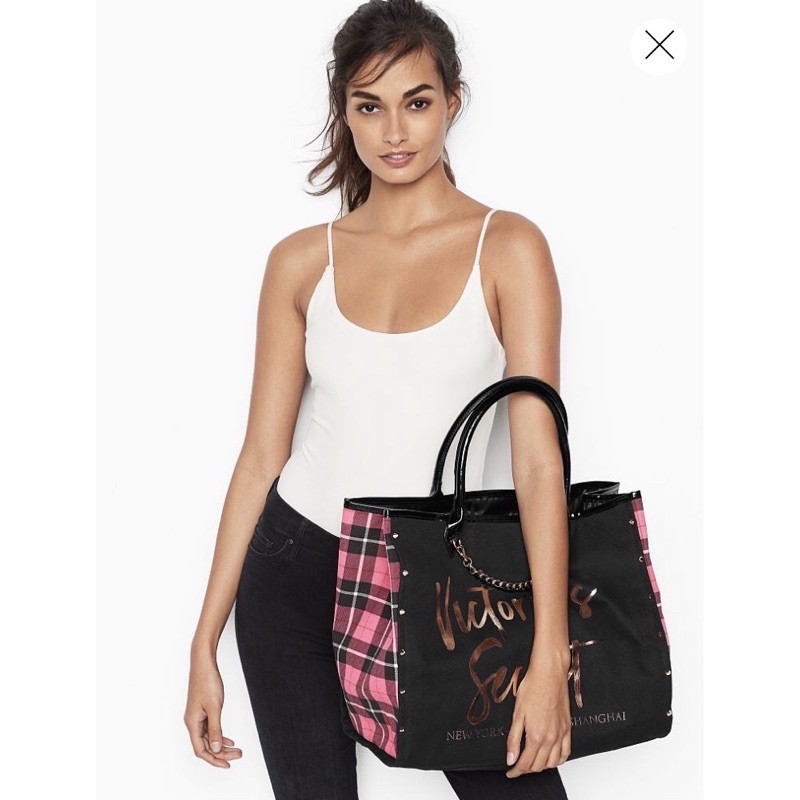 (全新）Victoria's Secret 維多利亞的秘密 鎖鏈托特包 大容量肩背包 手提包購物袋 帆布包 防潑水尼龍包
