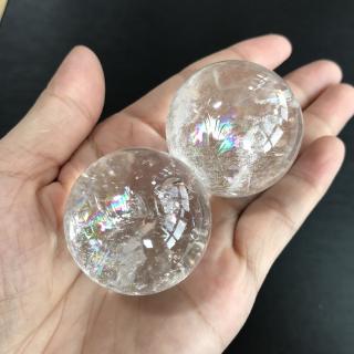 白水晶球彩虹球擺件晶體通透白水晶球招財鎮宅新品