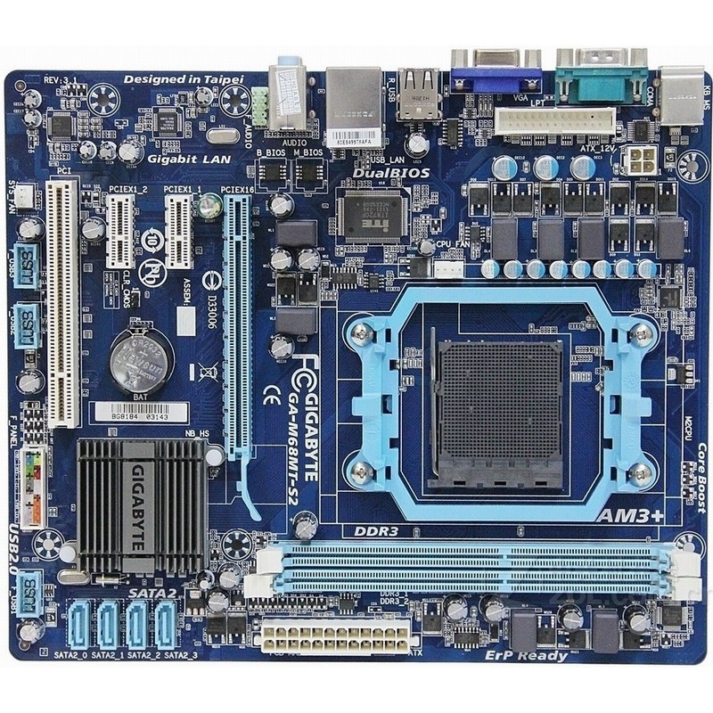 技嘉 GA-M68MT-S2 主機板、PCI-E、DDR3 RAM、支援AMD 六核心與FX系列處理器(95W)、附檔板