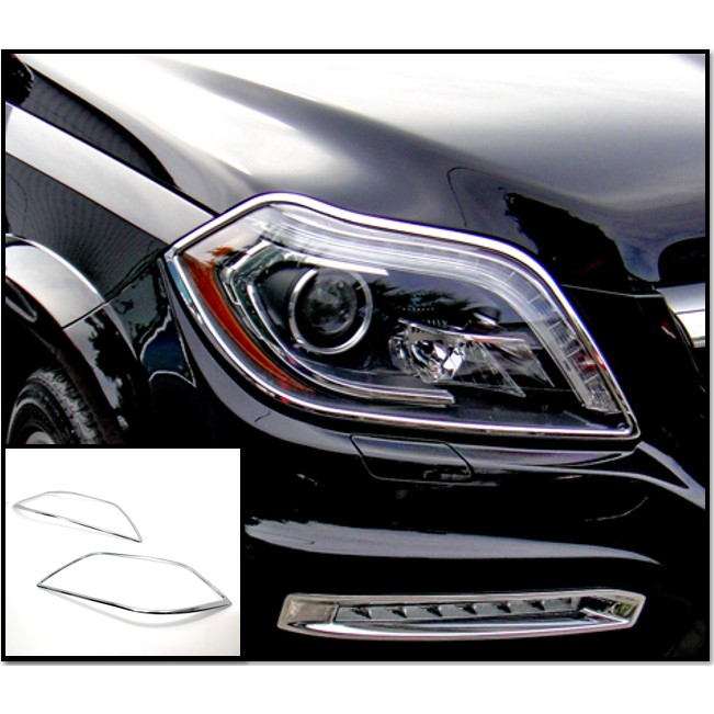圓夢工廠 Benz 賓士 GL X166 GL350 GL450 GL550 GL63 鍍鉻銀 前燈框 頭燈框 車燈框貼