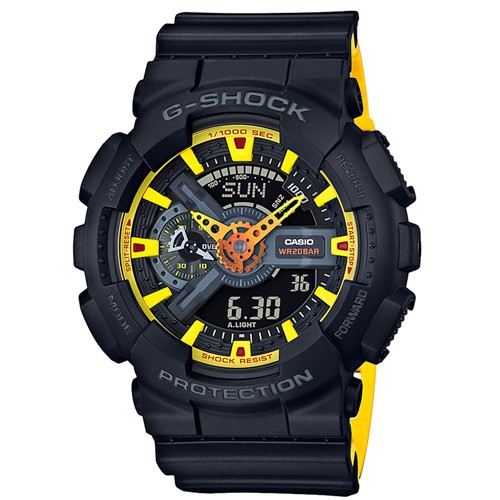 CASIO G-SHOCK Yellow Accent Series系列反轉液晶雙色錶帶腕錶 GA-110BY-1ADR