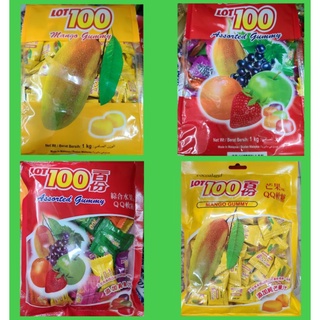 每包1000公克 LOT100 一百份軟糖(芒果、綜合水果、綜合超酸) 馬來西亞 QQ軟糖 喜糖【123食品行】