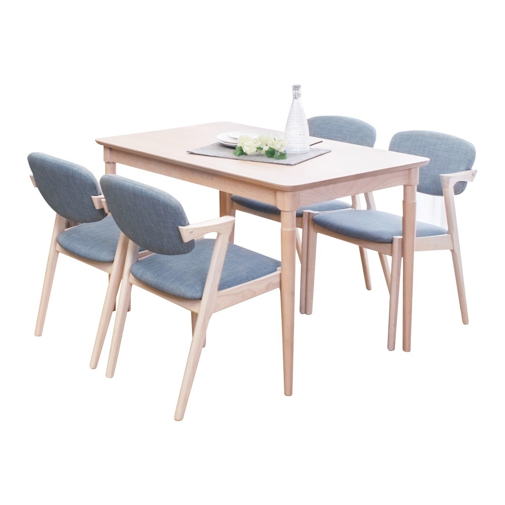 Boden-凱爾特4尺實木餐桌椅組(一桌四椅)