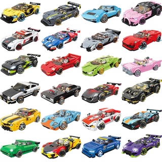 傑倫周董mojito同款車 8格城市賽車積木 藍寶堅尼 福特野馬 邁凱倫 跑車 敞篷賽車 拼裝益智 汽車模型