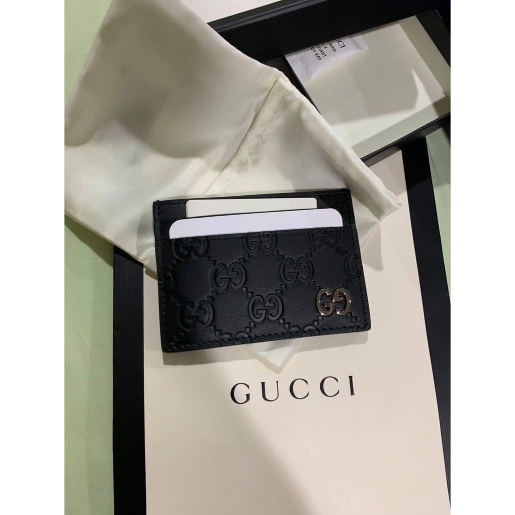 Gucci Signature皮革男女卡夾卡包信用卡夾證件套 蝦皮購物
