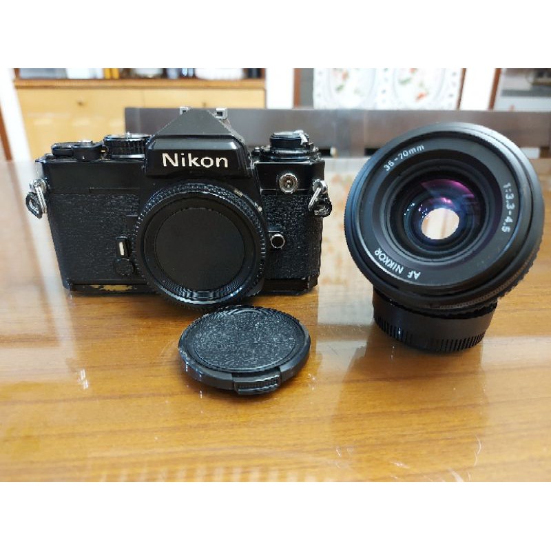 【售】漂亮Nikon FE 經典黑機重曝機身加購 35-70mm AF(Ai) 旅遊鏡頭 Fm2 FE2