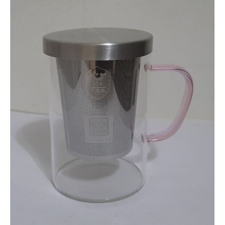 樂 LOVEIN 304不鏽鋼濾網耐熱玻璃泡茶杯/獨享泡茶杯(002C95-06)500ml