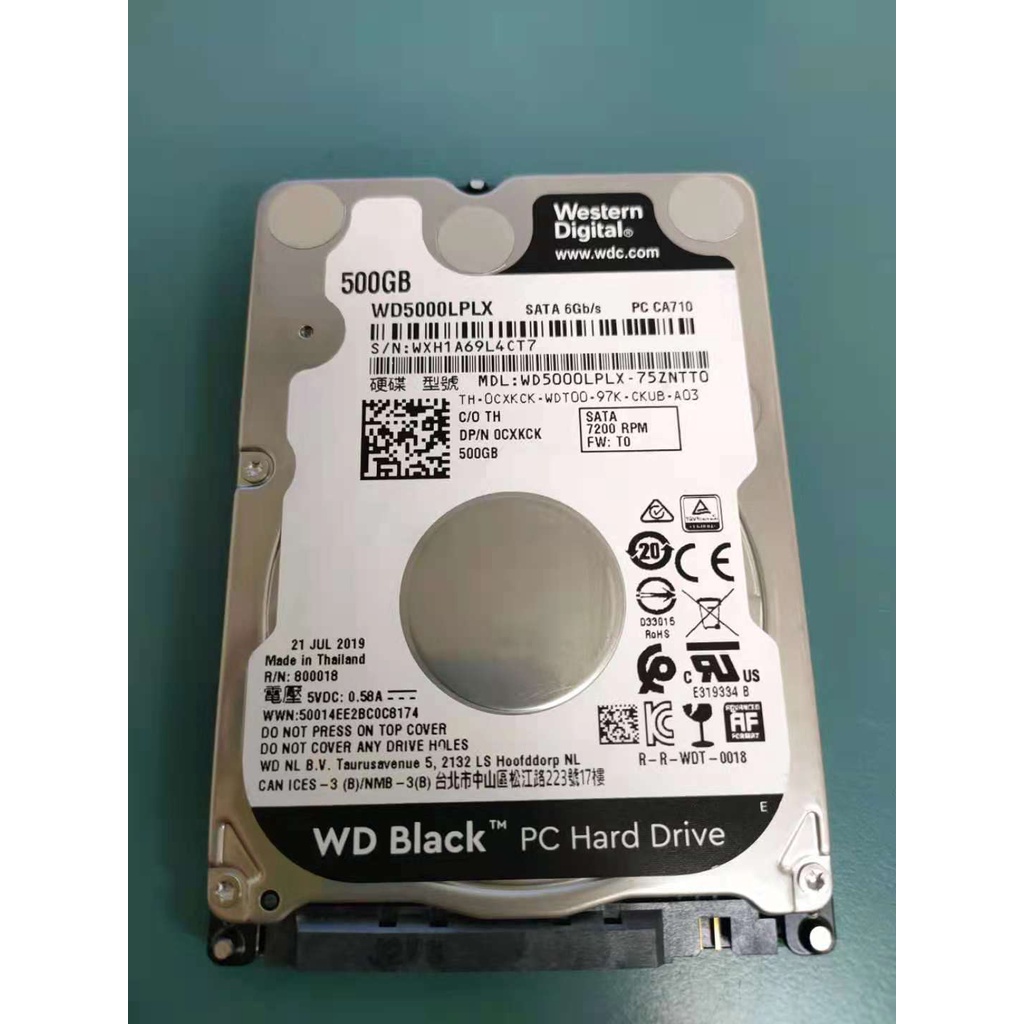 【WD】WD5000LPLX 黑標 2.5吋硬碟 500GB(二手良品)