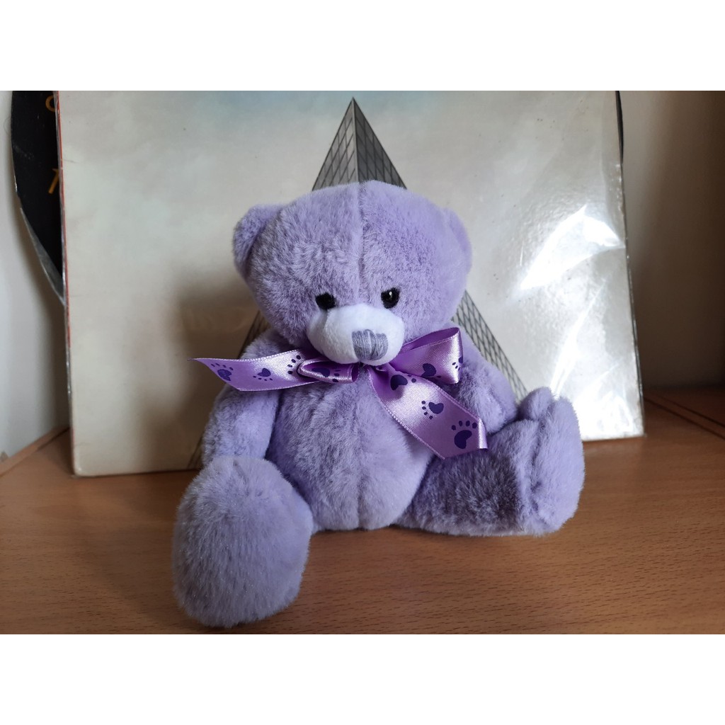 【約瑟夫的懷舊玩具屋】紫色熊娃娃 生日熊 禮物 絨毛玩具 非 達菲熊