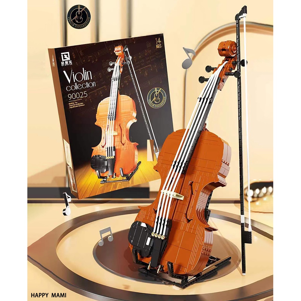 小提琴創意積木921pcs/經典還原真實小提琴模型/可與樂高相容組在一起/樂器系列/模型益智/創意積木/兒童玩具創意