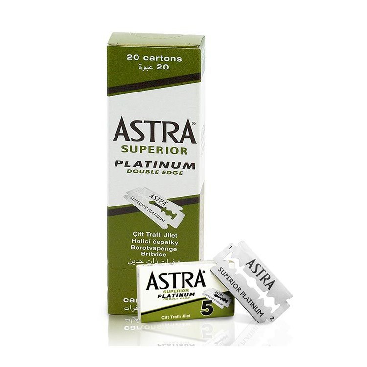 俄羅斯 Astra 極致白金 不鏽鋼刮鬍刀片（100片/通用復古雙面安全手動刮鬍刀 傳統老式雙刃刀架 剃刀刮刀剃刀片