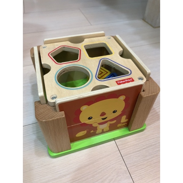 二手 木質玩具 fisher price費雪動物積木學習盒 木質 形狀投擲盒