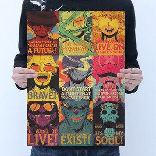 ［現貨］海賊王 人物造型 海報ONE PIECE 航海王 動漫 復古牛皮紙明星人物臥室宿舍客廳牆畫裝飾畫