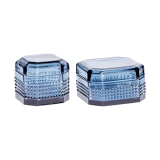 【Hübsch】北歐丹麥進口//台灣現貨 - 藍色水晶玻璃儲物罐組 收納盒 飾品 文具