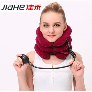 JIAHE佳禾【全絨三管充氣式頸椎牽引器】頸腰椎牽引器/頸椎舒壓枕/午睡枕/旅行枕~仿偽盒裝多色可選