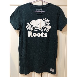 Roots - 海狸大LOGO基本款上衣 - 墨綠XS