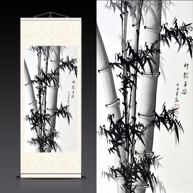 鄭板橋竹子畫墨竹真跡橫版豎版掛畫風水招財裝飾客廳玄關卷軸國畫 蝦皮購物