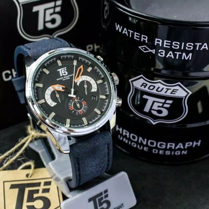 T5 H3661 3661 原裝皮革手錶計時碼表防水