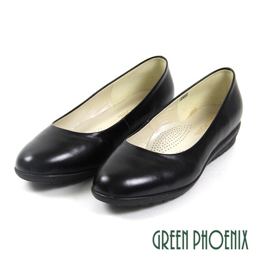 【GREEN PHOENIX】入門款寬楦素面全真皮小坡跟上班鞋/面試鞋-女款 U23-20235