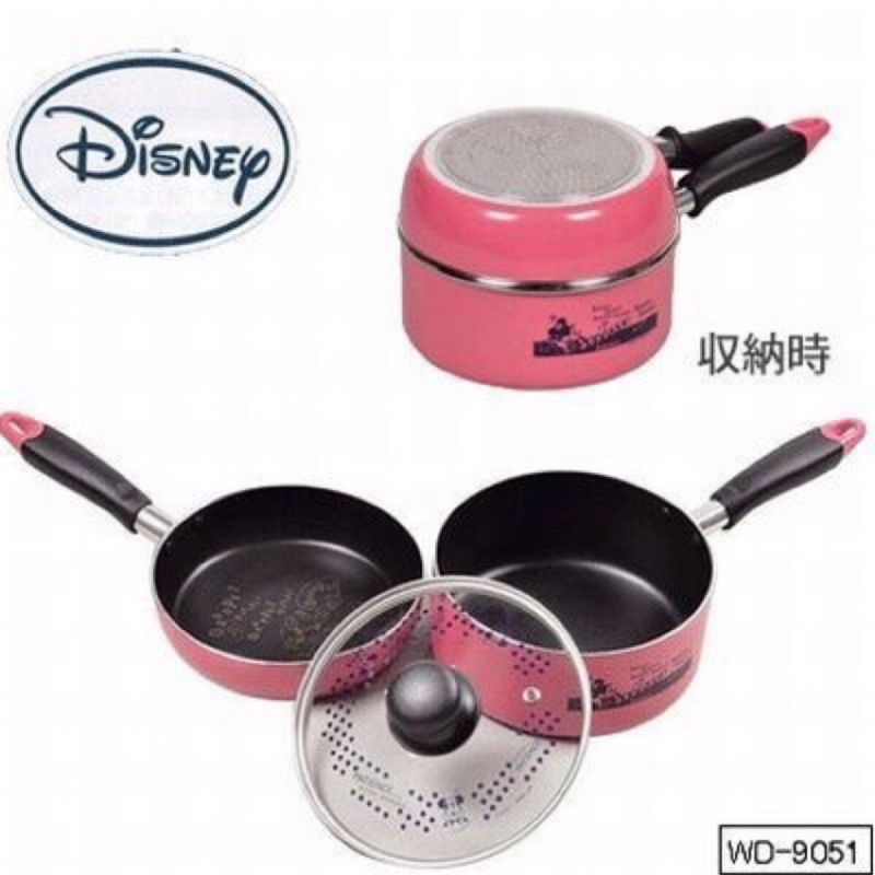 @日出森林-現貨 Disney 日本空運米奇米妮 三件鍋具組 正版迪士尼 不銹鋼鍋具 平底鍋 湯鍋 湯鍋蓋 年終優惠