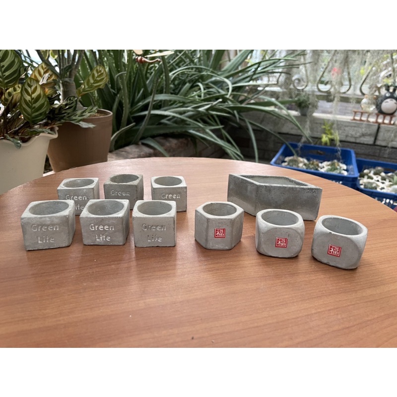 🌼小巧英文正方形水泥盆 園藝 盆栽 盆器 擺件 飾品 裝飾