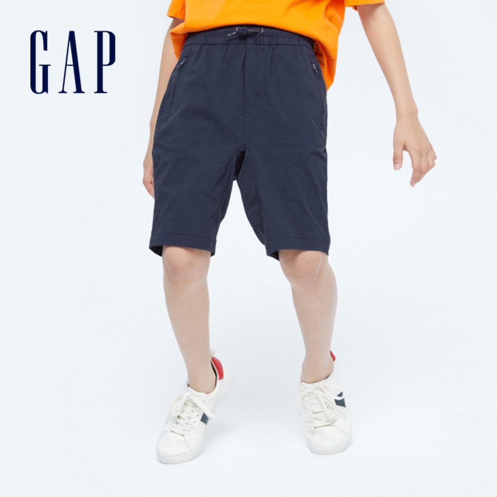 Gap 男童裝 工裝鬆緊直筒短褲-海軍藍(682045)
