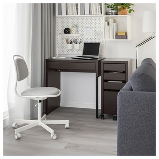 北歐工業LOFT風格經典IKEA宜家MICKE書桌+附輪腳抽屜櫃/工作桌電腦桌辦公桌/黑棕/二手八成新/一組特$2680