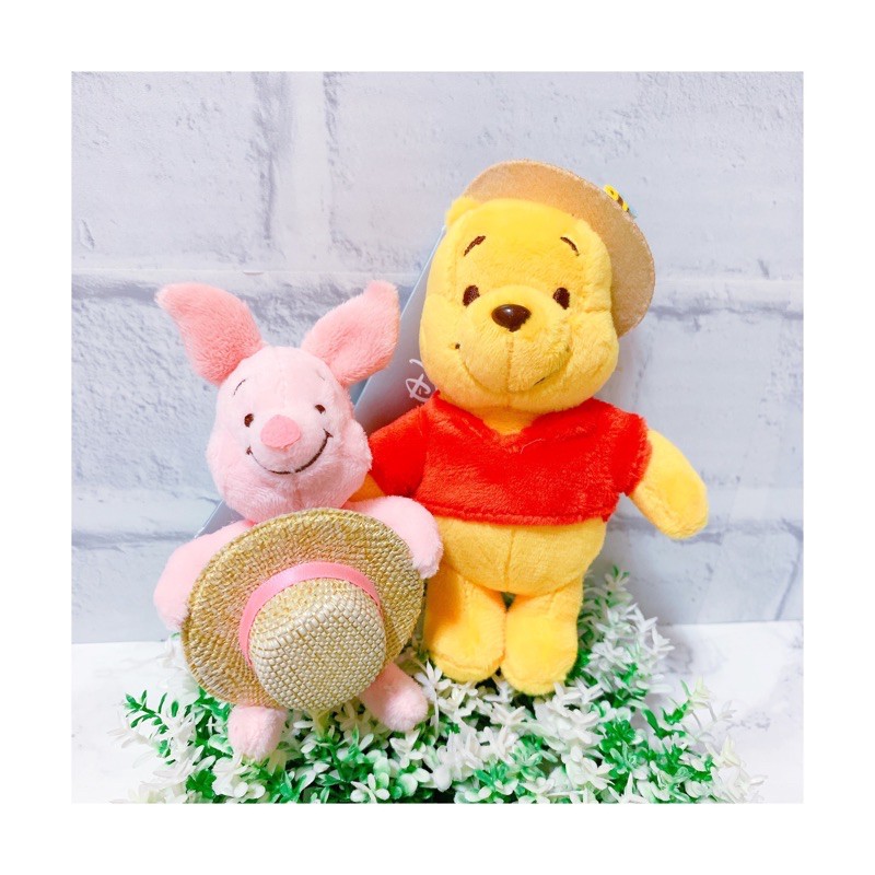 現貨 ✨ 兩款一起 日本 東京迪士尼 小熊維尼 草帽系列 🐷 小豬草帽系列 草帽維尼 吊飾娃娃