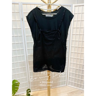 a la sha兩件式吊帶上衣黑色棉T