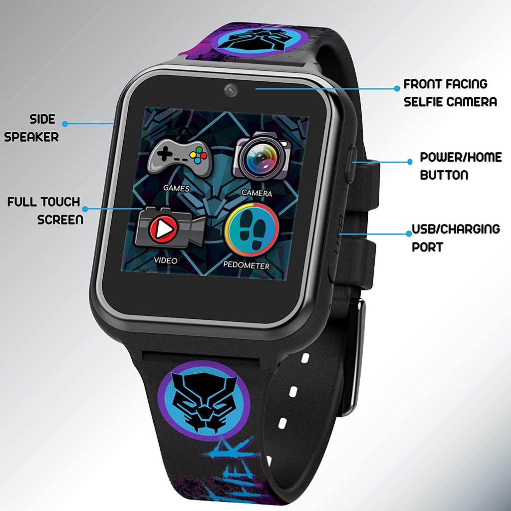 ❤️正版❤️美國迪士尼 Marvel 復仇者聯盟 黑豹 BLACK 錄音 錄影 遊戲 觸控螢幕 指針 時鐘 多功能 手錶