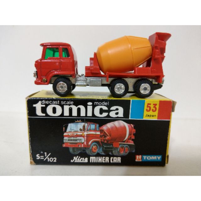 TOMY TOMICA 黑盒 53-1-4 日野 水泥車 HINO MIXER CAR 日本製 舊輪