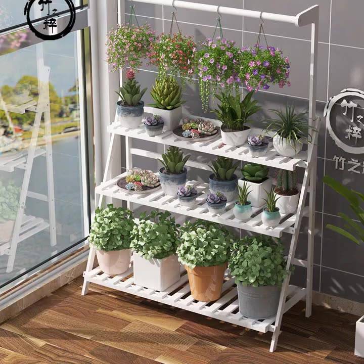 特價花架落地室內多層花架陽台客廳多肉植物架花盆架楠竹折疊花架子 蝦皮購物