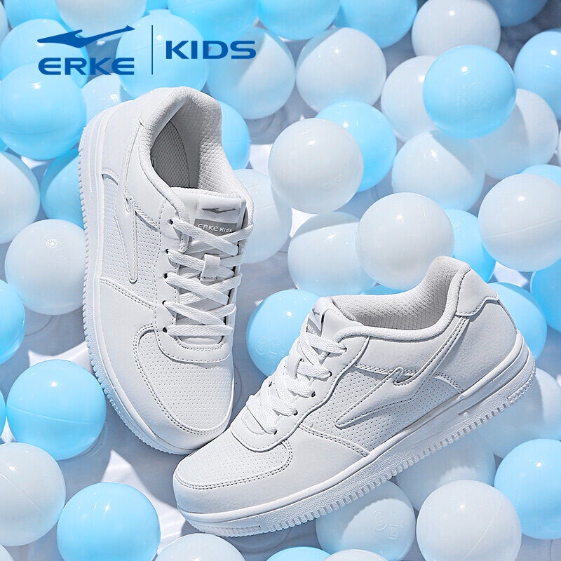 【新品上新】鴻星爾克(ERKE)童鞋兒童運動鞋男童滑板鞋休閑鞋基礎款小白鞋女