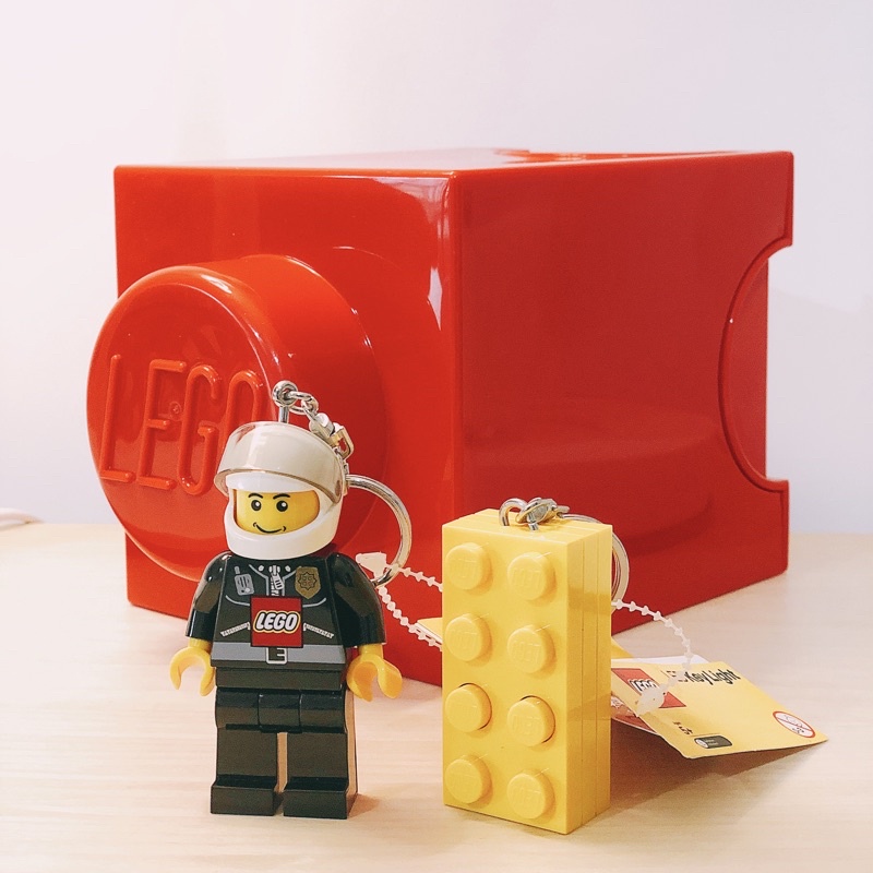 全新LEGO LED鑰匙圈 安全帽騎士 黃色積木
