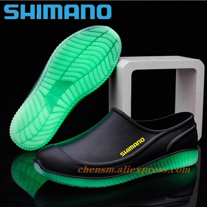 Shimano 釣魚涉水鞋防水釣魚水鞋男士耐磨防滑雨靴防滑發光鞋
