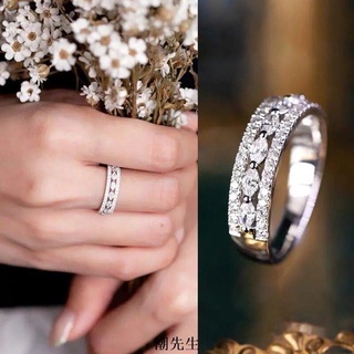 🔫【新品限購】熱賣戒指 | 精品18K白金半圈滿鉆馬眼鉆石戒指鉆戒女戒歐美奢華設計師款時尚氣質