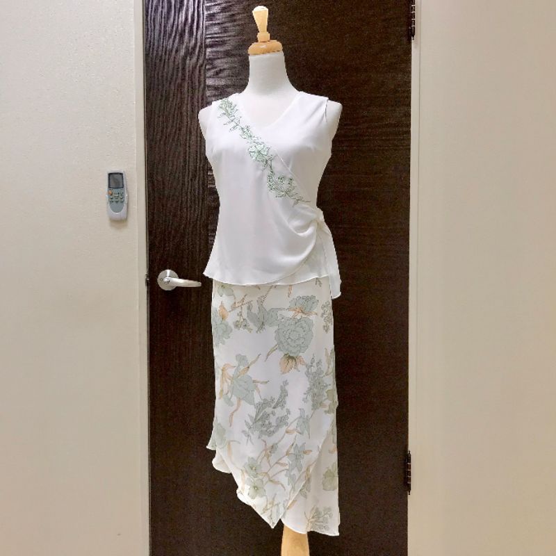 二手古著復古風韓風日系薄紗背心設計款不規則裙浪漫軟妹森林高貴氣質